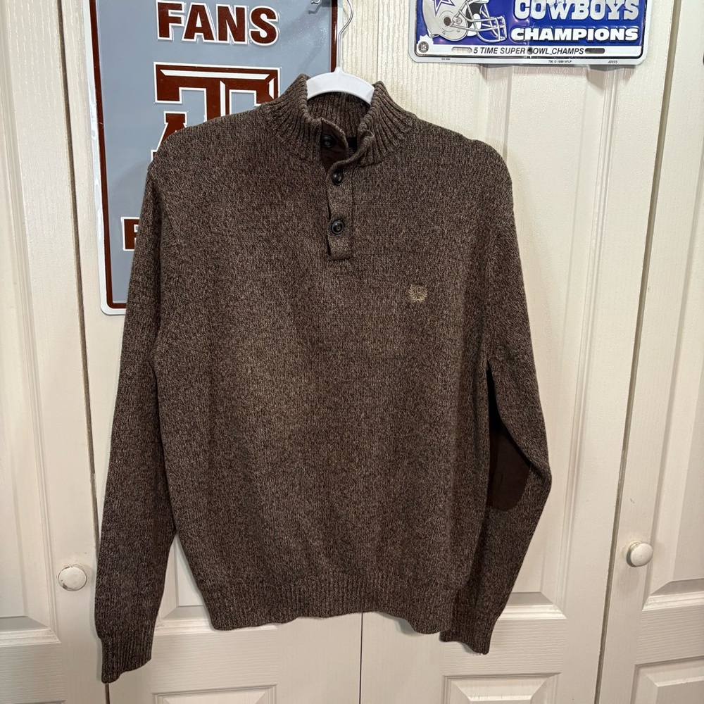 Chaps 1/4 Bottom Men’s Brown Sweater